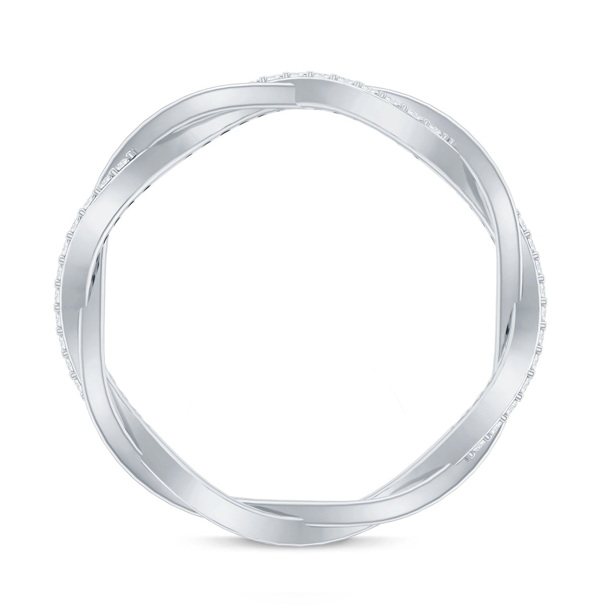 Certified Moissanite Infinity Eternity Band Ring from Rosec Jewels with sparkling moissanite stones in a continuous circle design.