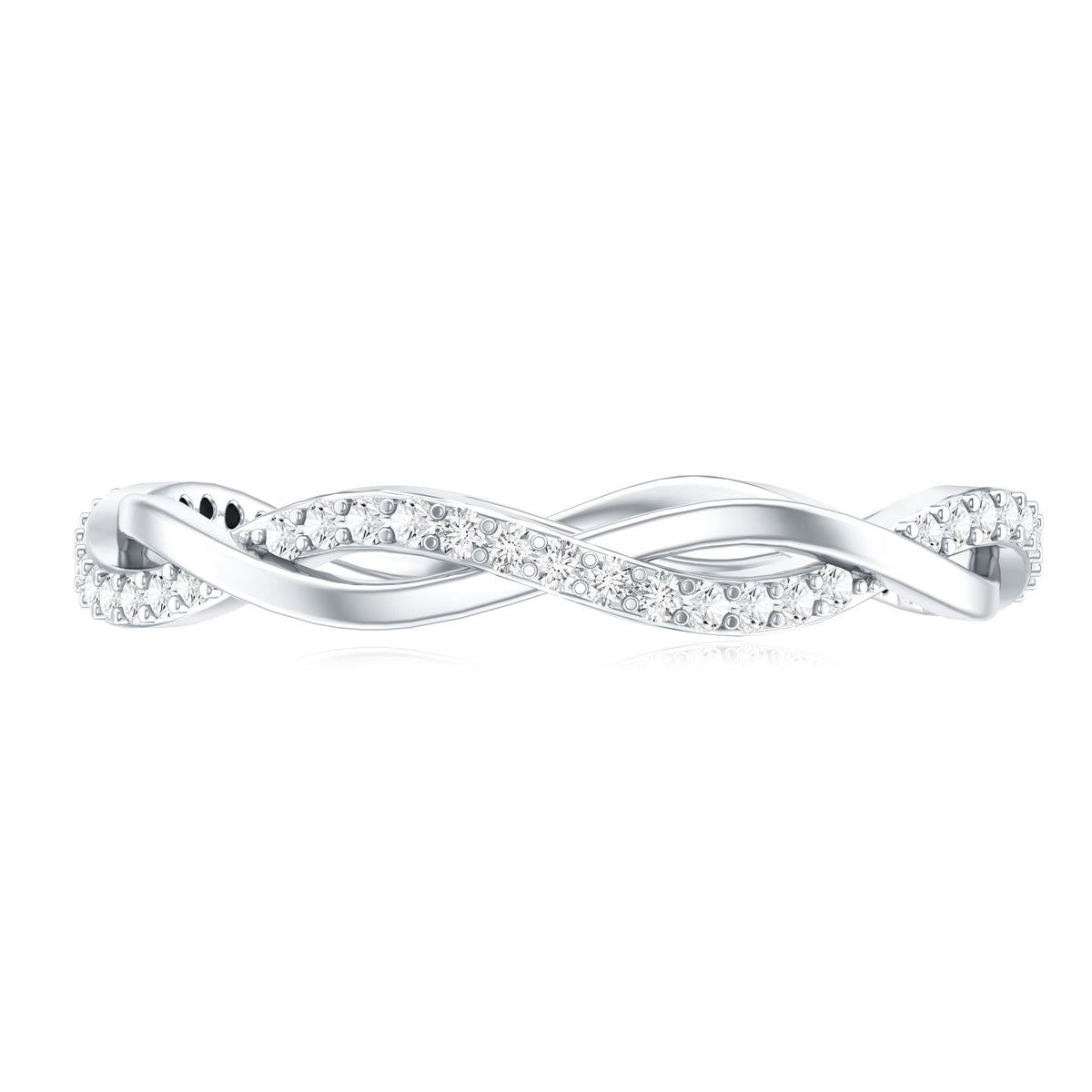 Certified Moissanite infinity eternity band ring from Rosec Jewels with sparkling continuous moissanite stones.