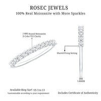 Moissanite Half Eternity Ring in Shared Prong Setting