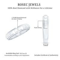 Natural diamond men's wedding band by Rosec Jewels, close-up of the sleek ring with embedded diamonds and polished finish.