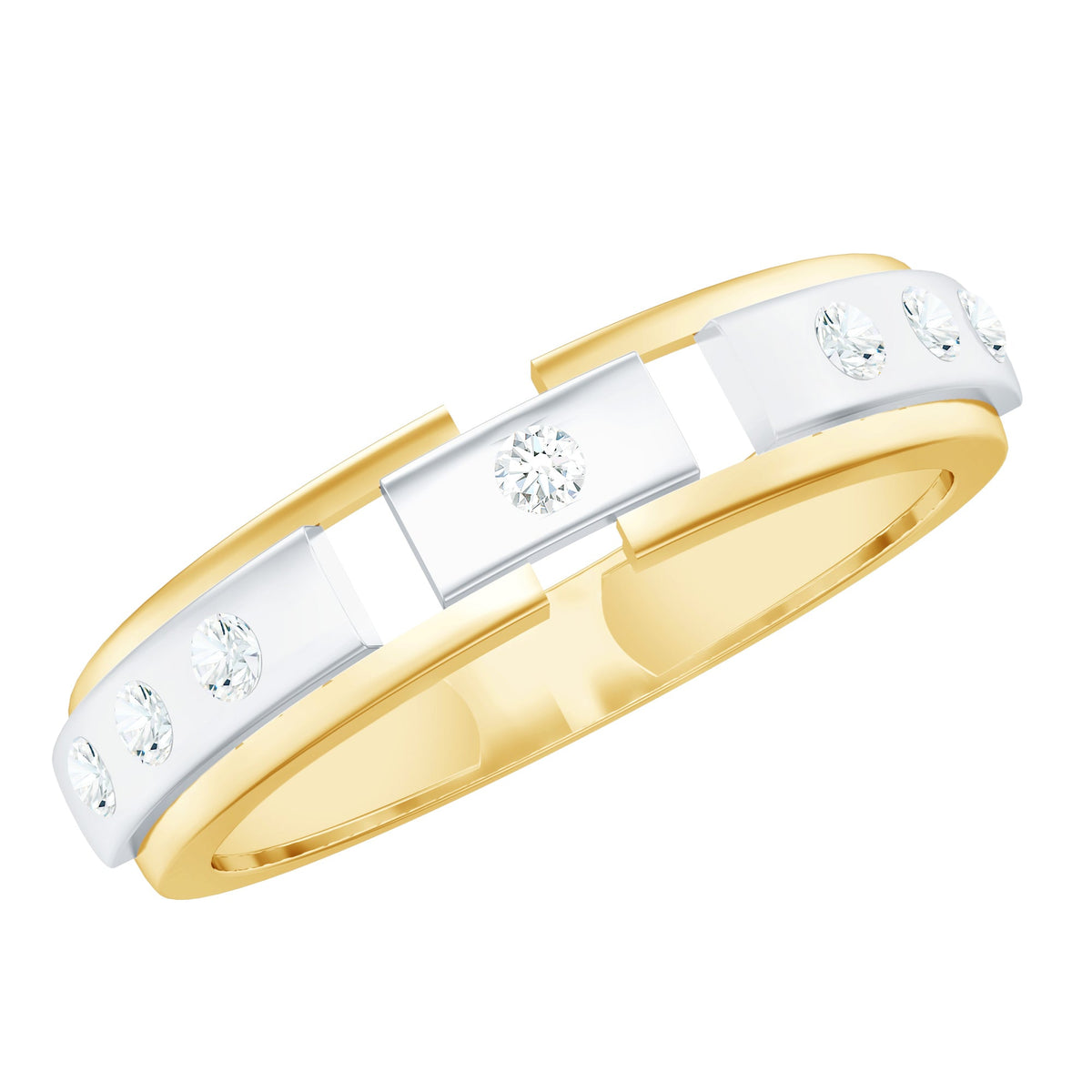 Natural diamond men's wedding band ring by Rosec Jewels featuring a sleek, polished silver band with embedded diamonds.