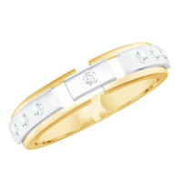 Natural diamond men's wedding band ring by Rosec Jewels featuring a sleek, polished silver band with embedded diamonds.