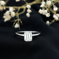 Solitaire 2.8 Carat Emerald Cut Moissanite Engagement Ring For Women