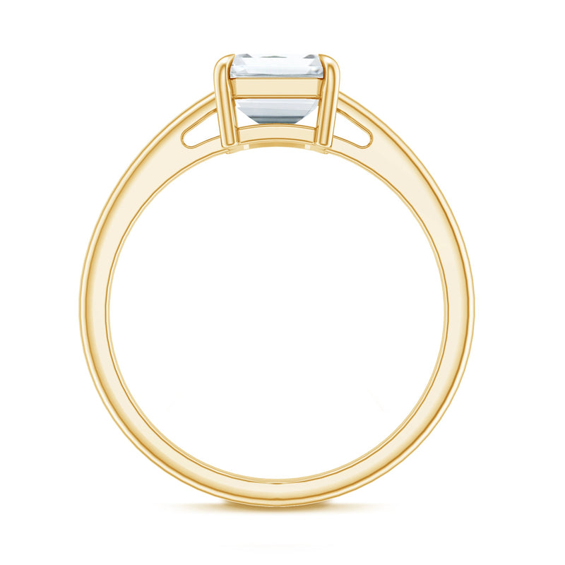 Certified 6x8mm Moissanite emerald cut engagement ring by Rosec Jewels featuring a sparkling center stone and elegant band.