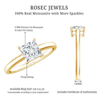 1 CT Princess Cut Moissanite Solitaire Ring for Women