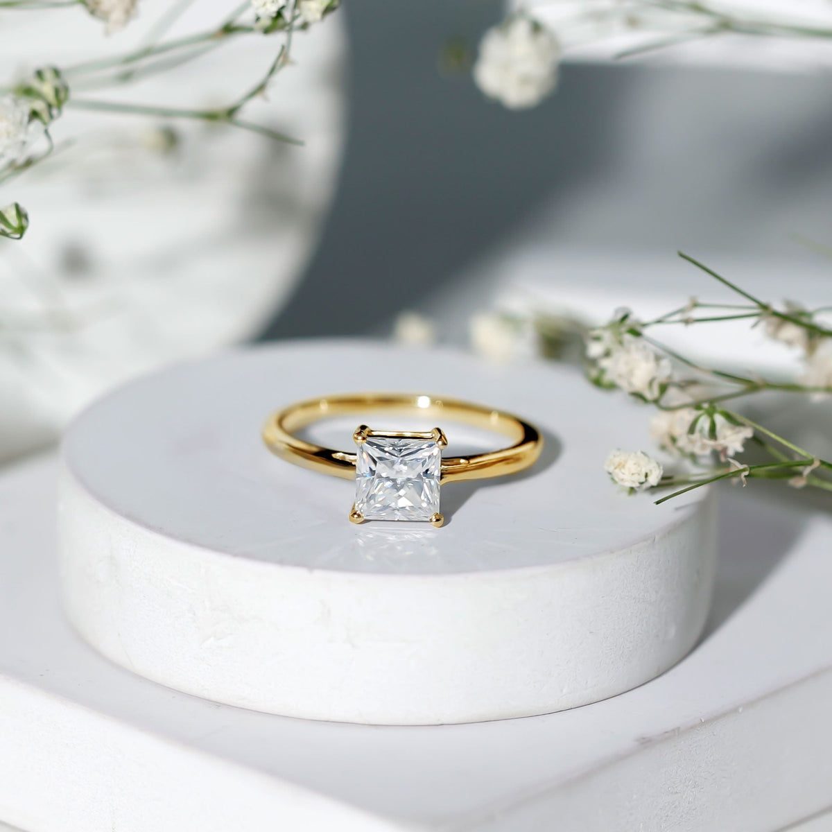 1 CT Princess Cut Moissanite Solitaire Ring for Women