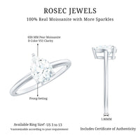 Solitaire Moissanite Teardrop Engagement Ring for Women
