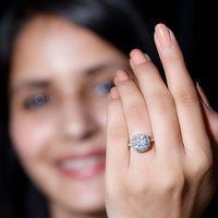 Victorian Style 3 Carat Cushion Moissanite Halo Engagement Ring
