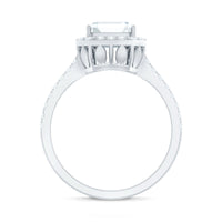 Certified Asscher Cut Moissanite Halo Engagement Ring for Women