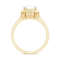 Certified Asscher Cut Moissanite Halo Engagement Ring for Women