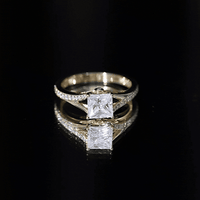 Certified Princess Cut Moissanite Engagement Ring With Split Shank