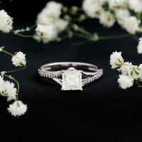 Certified Princess Cut Moissanite Engagement Ring With Split Shank