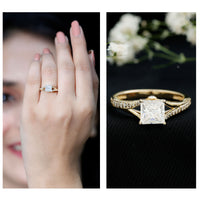 Certified Princess Cut Moissanite Engagement Ring With Split Shank