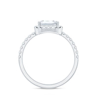 Certified Moissanite Emerald Cut Engagement Ring With Halo