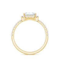 Certified Moissanite Emerald Cut Engagement Ring With Halo