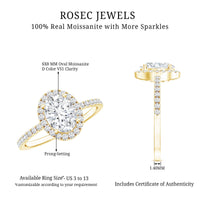 1.2 Carat Certified Moissanite Oval Halo Engagement Ring For Her
