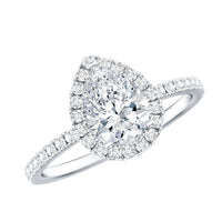 Certified Moissanite Teardrop Engagement Ring with Halo