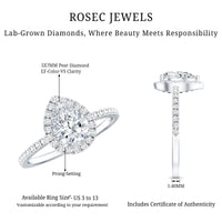 Certified Moissanite Teardrop Engagement Ring with Halo