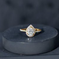 Pear Shape Moissanite Halo Engagement Ring for Women