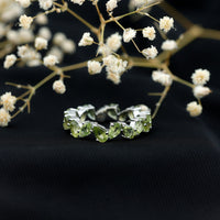 Natural Pear Shape Peridot Eternity Ring for Women