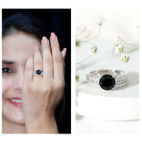 2 Carat Lab Grown Black Diamond Engagement Ring with Moissanite Enhancer