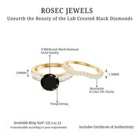 2 Carat Lab Grown Black Diamond Engagement Ring with Moissanite Enhancer