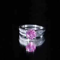 2.25 Carat Lab Grown Pink Sapphire Solitaire Bridal Ring Set