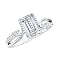 Certified 6X8 MM Emerald Cut Moissanite Infinity Engagement Ring