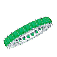 Princess Cut Natural Emerald Eternity Wedding Band