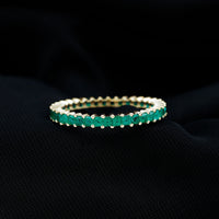 Princess Cut Natural Emerald Eternity Wedding Band