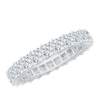 Rosec Jewels princess cut cubic zirconia eternity wedding band ring with certificate, featuring sparkling stones and a sleek design.