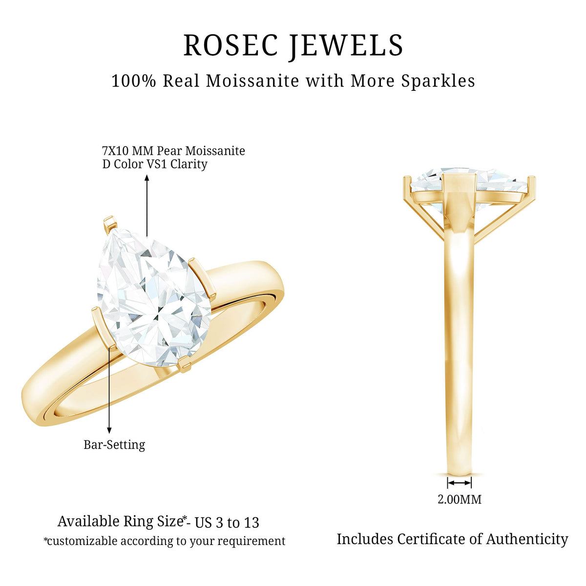 Teardrop Engagement Ring With Certified Moissanite