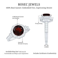 2.3 Carat Garnet Art Deco Engagement Ring with Diamond Halo