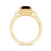 2.3 Carat Garnet Art Deco Engagement Ring with Diamond Halo