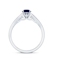 Natural 0.9 Carat Blue Sapphire Solitaire Promise Ring for Women