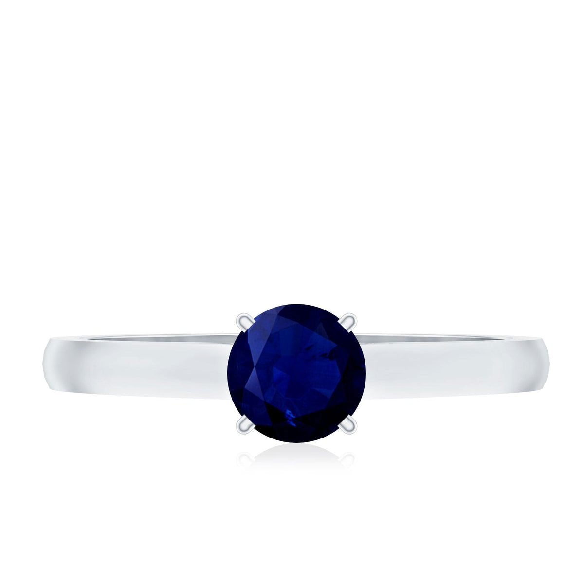 Natural 0.9 Carat Blue Sapphire Solitaire Promise Ring for Women