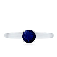 Natural 0.9 Carat Blue Sapphire Solitaire Promise Ring for Women