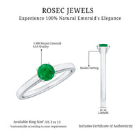 Round Shaped 0.4 Carat Emerald Solitaire Promise Ring for Her
