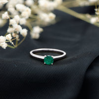Round Shaped 0.4 Carat Emerald Solitaire Promise Ring for Her