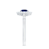 5mm Round Lab Created Blue Sapphire Classic Halo Ring with Diamond
