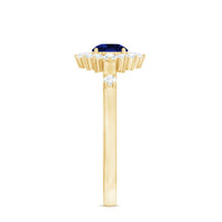 5mm Round Lab Created Blue Sapphire Classic Halo Ring with Diamond