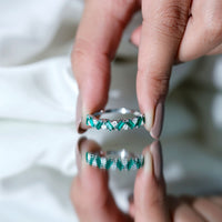 Baguette Shape Lab Grown Emerald and Diamond Half Eternity Ring