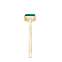Certified Lab Grown Emerald Cut Emerald Engagement Ring with Diamond Trio