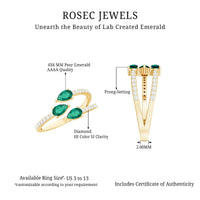 Certified Pear Shape Lab Grown Emerald Diamond Cocktail Ring