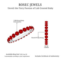 Shared Prong Set Round Created Ruby Full Eternity Band Ring