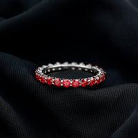 Shared Prong Set Round Created Ruby Full Eternity Band Ring