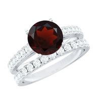 2.3 Carat Certified Real Garnet Wedding Bridal Ring Set