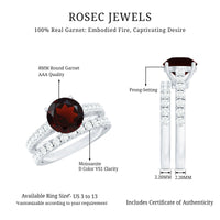 2.3 Carat Certified Real Garnet Wedding Bridal Ring Set