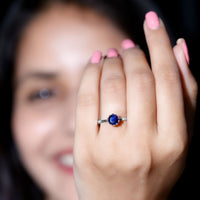 Certified 1 Carat Lab Grown Blue Sapphire Solitaire Engagement Ring
