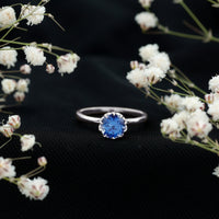 Certified 1 Carat Lab Grown Blue Sapphire Solitaire Engagement Ring